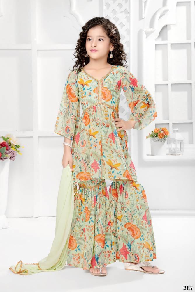 Aaradhna vol 43 - Kidswear Georgette with Digital Flower Print Lehenga For EID collection
